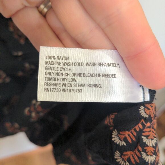 Knox Rose Womens Boho Bishop Sleeve Floral Dress Size 3X Black Tassel Pockets - Picture 6 of 10